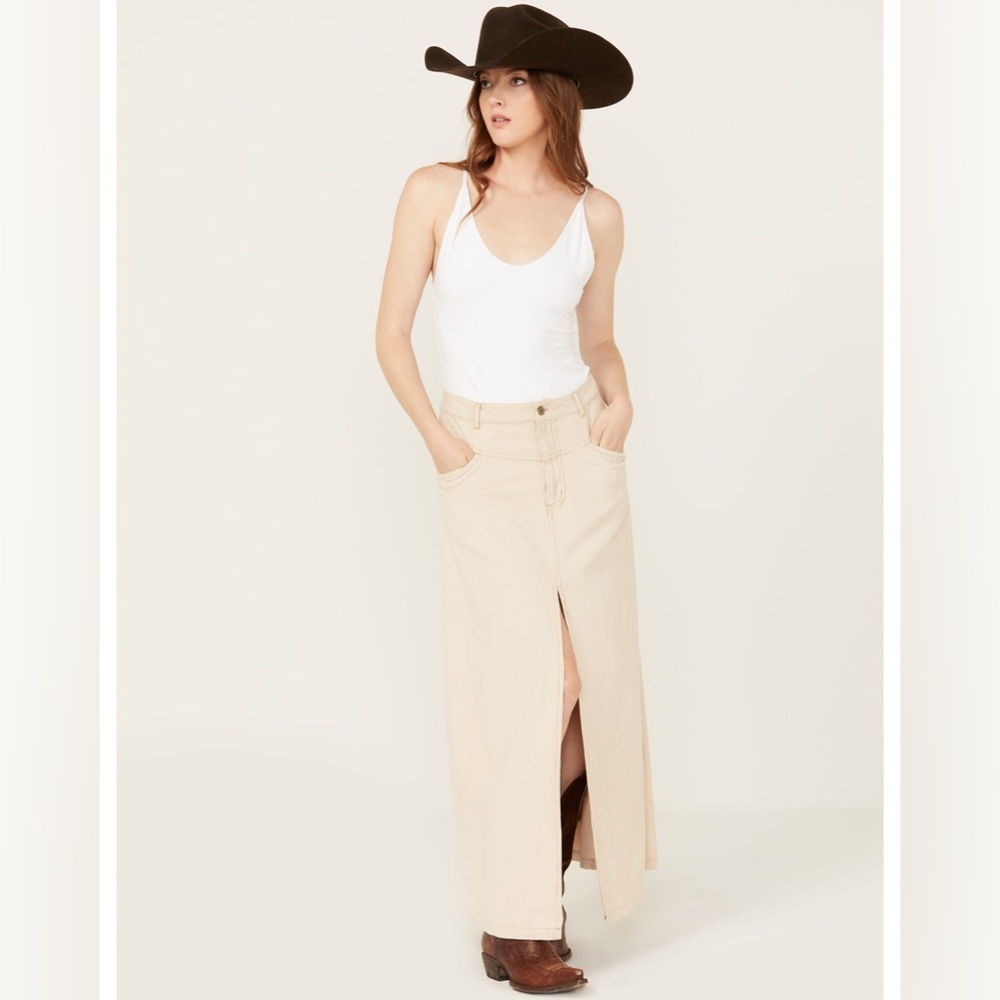 NWT Free People Come As You Are Corduroy Maxi Skirt - Beige - 4
